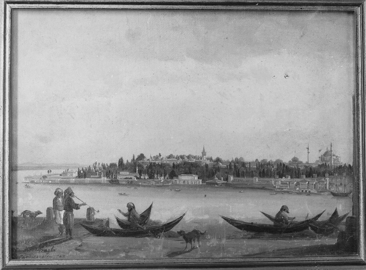 vista dal serraglio, Costantinopoli, veduta di città (dipinto) di Palizzi Filippo (sec. XIX)