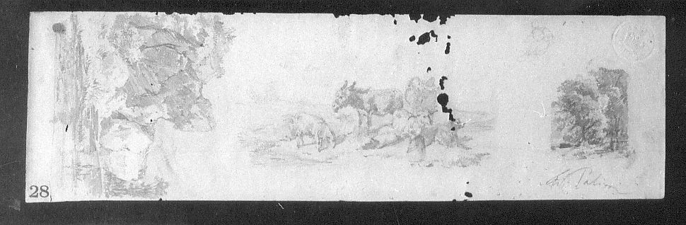 tre scene - studio, scena campestre (disegno) di Palizzi Filippo (sec. XIX)