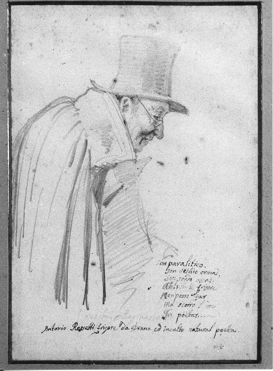 Antonio Rossetti - Profilo (lato destro), ritratto d'uomo (disegno) di Palizzi Filippo (sec. XIX)