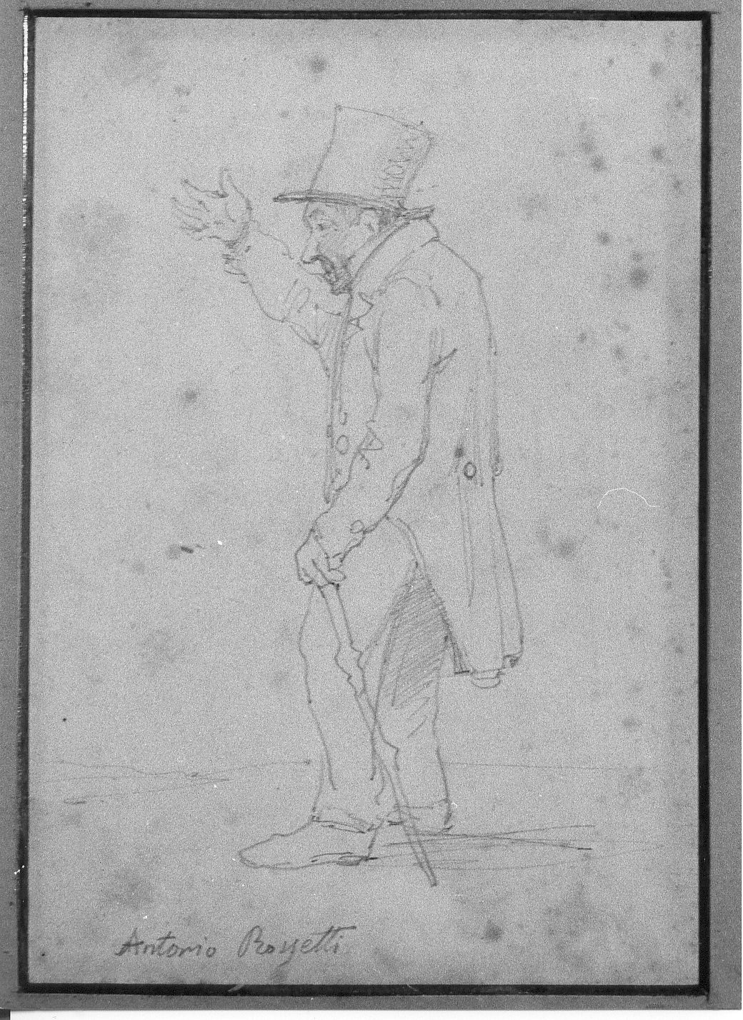 Antonio Rossetti - Profilo (lato sinistro), ritratto d'uomo (disegno) di Palizzi Filippo (sec. XIX)