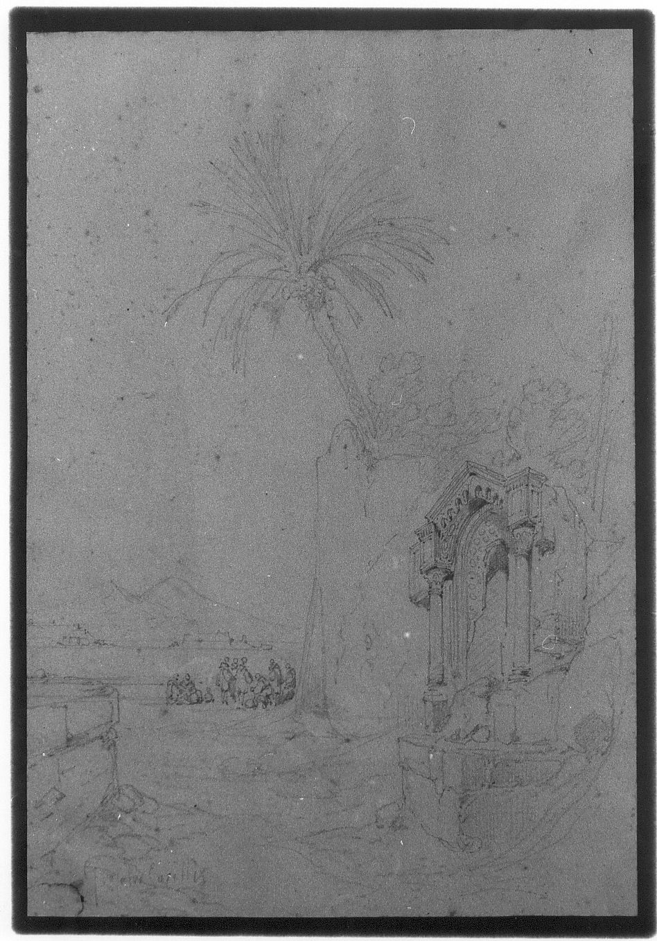 paesaggio (disegno) di Carelli Consalvo (sec. XIX)