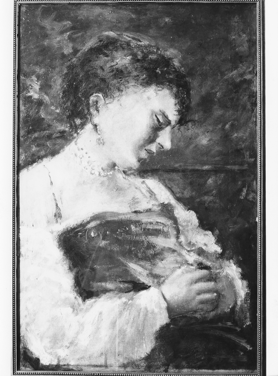 ritratto di donna dormiente, ritratto di donna (dipinto) di Michetti Francesco Paolo (fine/inizio secc. XIX/ XX)
