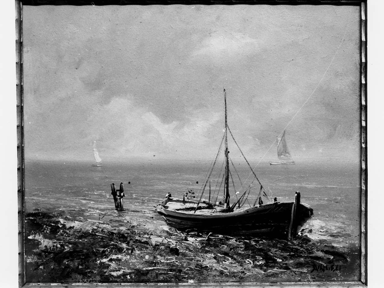 marina adriatica, paesaggio marino (dipinto) - ambito Italia centrale (sec. XIX)