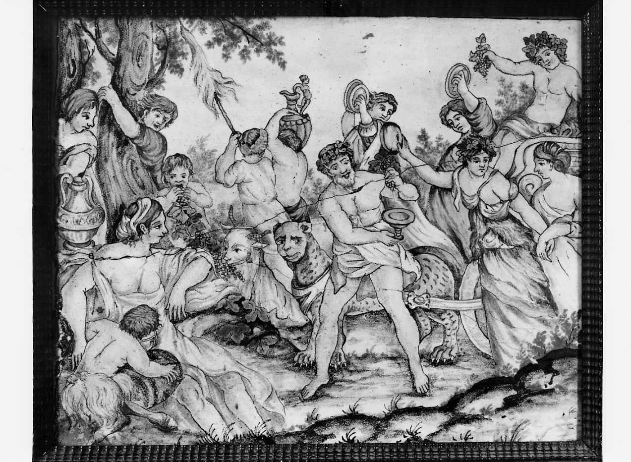 baccanale (piastrella) - ambito Italia centrale (sec. XVIII)