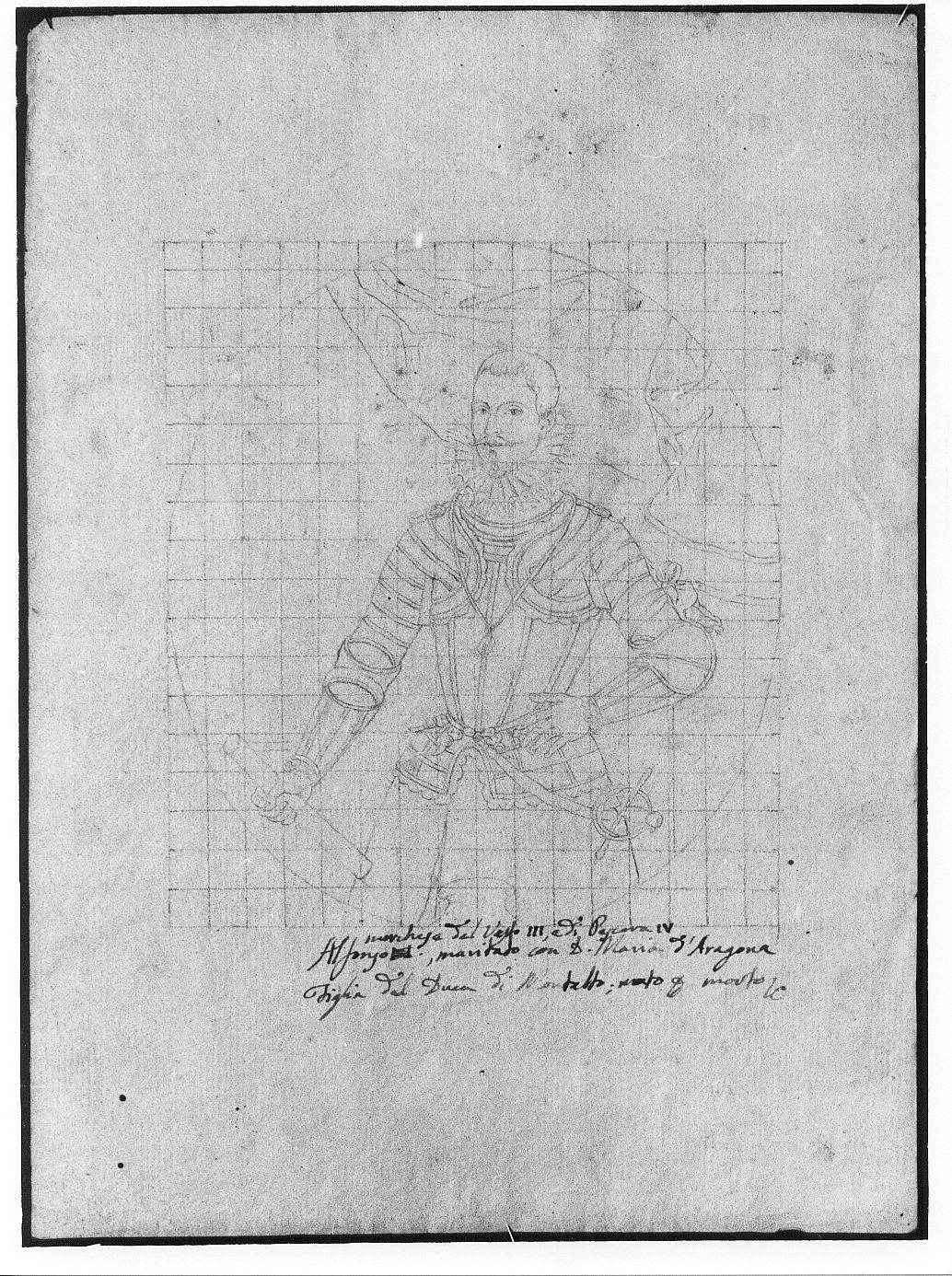 ritratto di Alfonso II D'Avalos, ritratto d'uomo (disegno) di De Litiis Giulio Cesare (fine/inizio secc. XVIII/ XIX, sec. XIX)