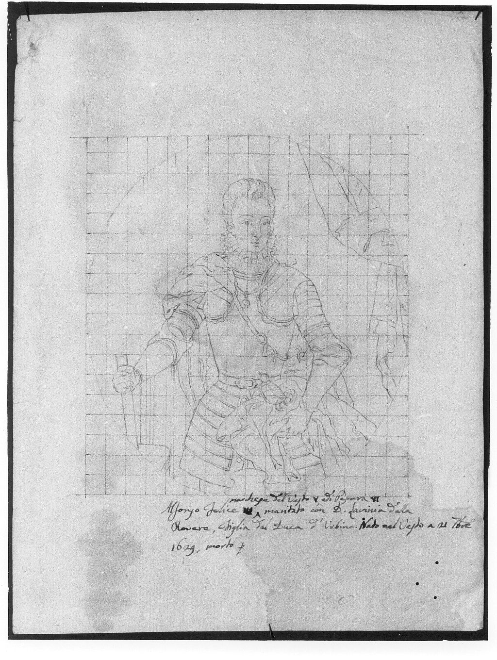 ritratto di Alfonso Felice D'Avalos, ritratto d'uomo (disegno) di De Litiis Giulio Cesare (fine/inizio secc. XVIII/ XIX, sec. XIX)