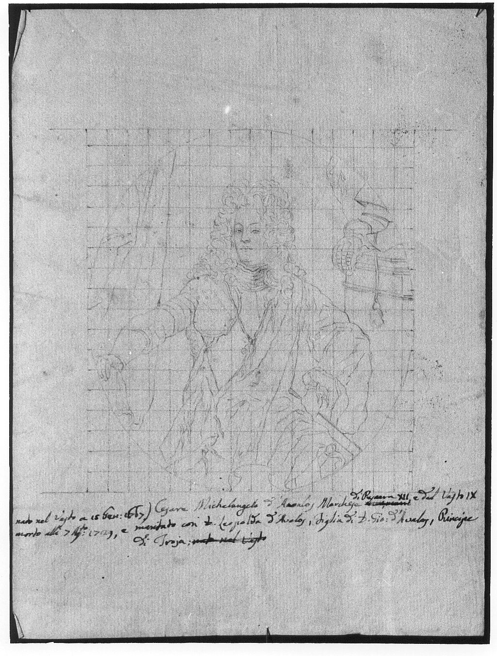 ritratto di Cesare Michelangelo D'Avalos, ritratto d'uomo (disegno) di De Litiis Giulio Cesare (secc. XVIII/ XIX, sec. XIX)
