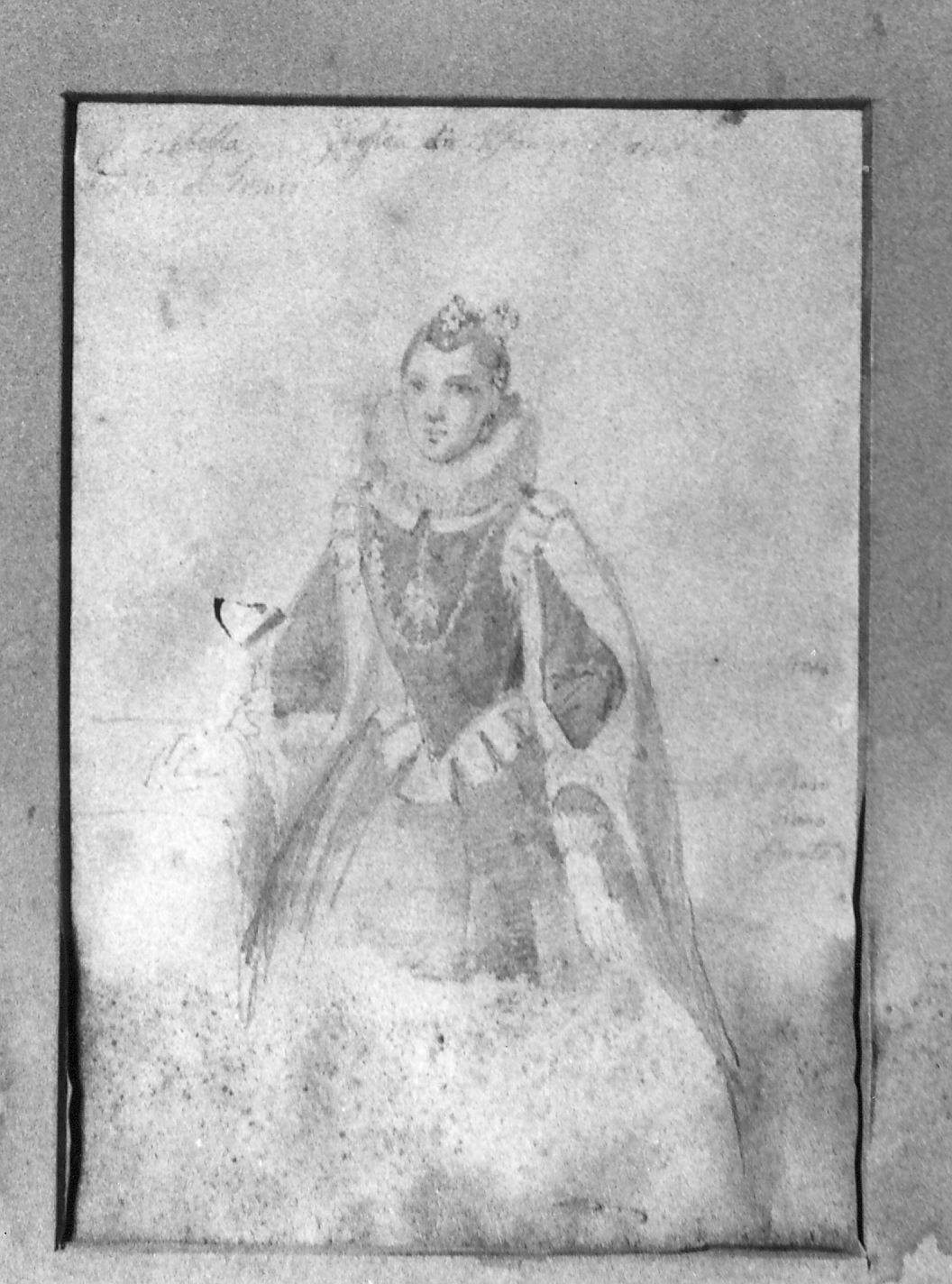 ritratto di Donna Isabella D'Avalos, ritratto di donna (disegno) di De Litiis Giulio Cesare (fine/inizio secc. XVIII/ XIX, sec. XIX)