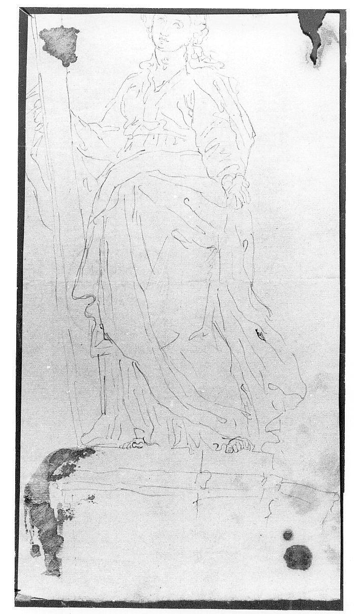 Sant'Elena ?, figura femminile (disegno) di De Litiis Giulio Cesare (fine/inizio secc. XVIII/ XIX, sec. XIX)