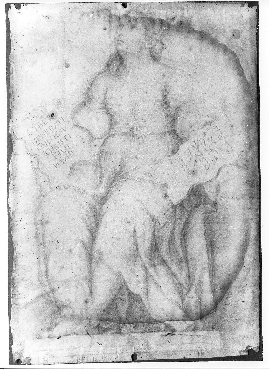 allegoria della Religione, figura femminile (disegno) di De Litiis Giulio Cesare (fine/inizio secc. XVIII/ XIX, sec. XIX)