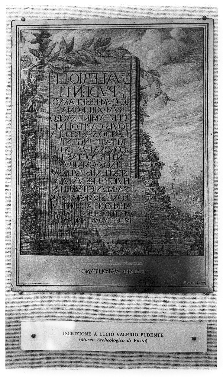 iscrizione a Lucio Valerio Pudente, iscrizione (stampa) di Tiberi Nicola (sec. XVIII)