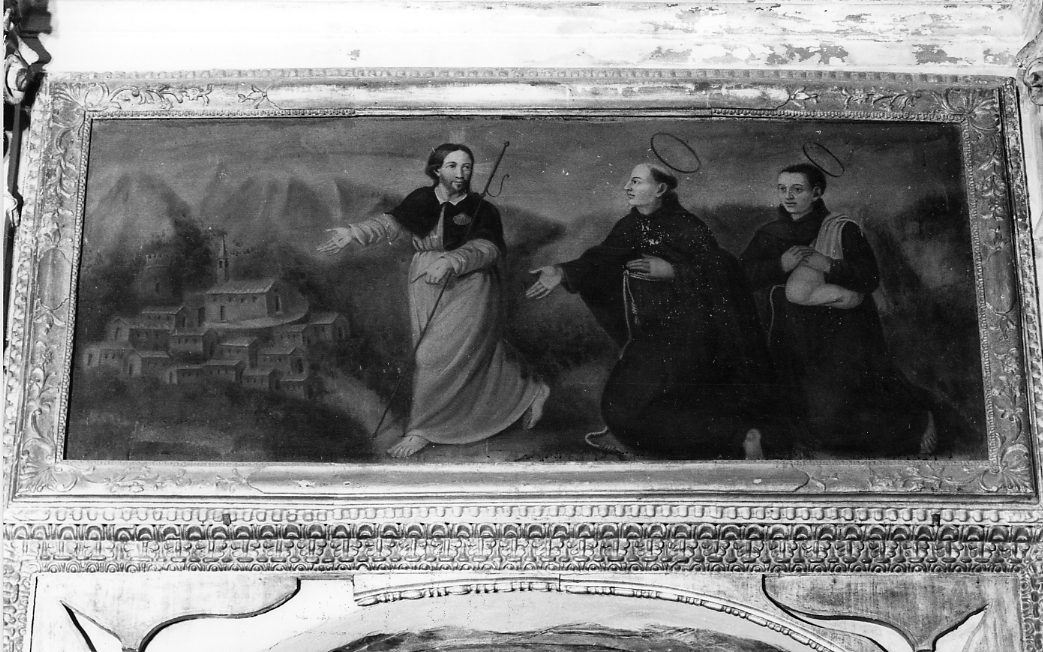 San Giacomo il Maggiore e due Santi francescani, San Giacomo il Maggiore e due Santi francescani (dipinto, opera isolata) - bottega Italia centrale (sec. XVIII)