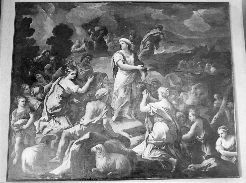 Maria che riceve doni dal popolo ebraico (dipinto) di Malinconico Nicola (sec. XVII)