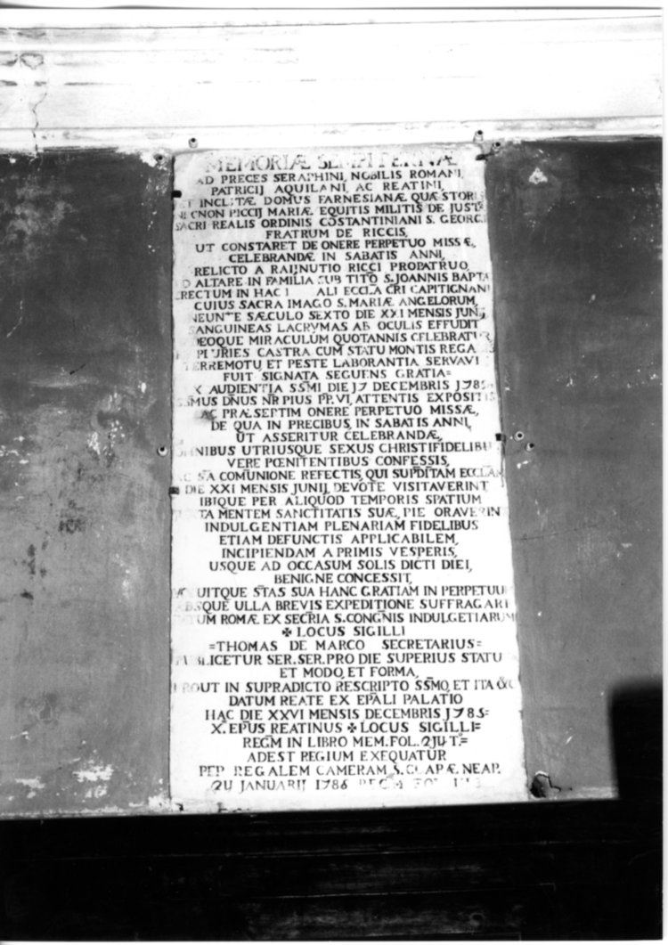 lapide, opera isolata - bottega Italia centrale (sec. XVIII)