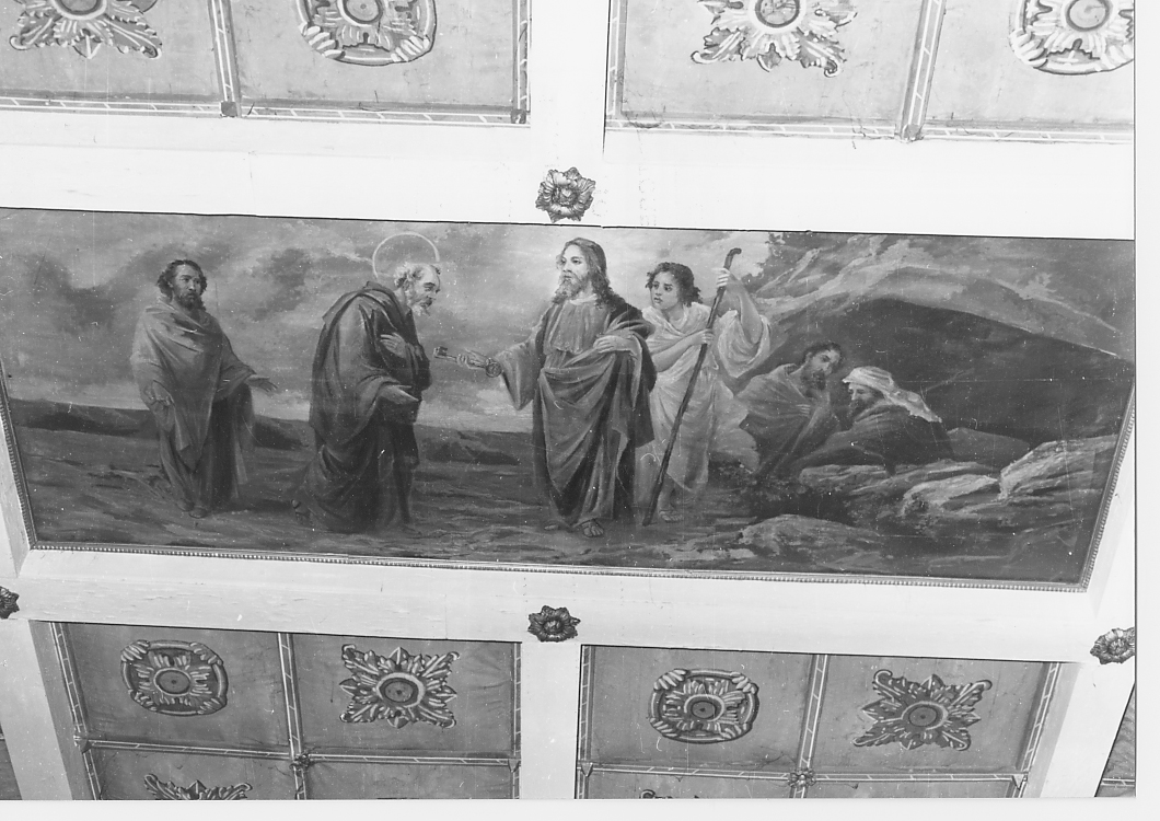 CRISTO CONSEGNA LE CHIAVI A SAN PIETRO (dipinto) di Bizzoni E (sec. XX)