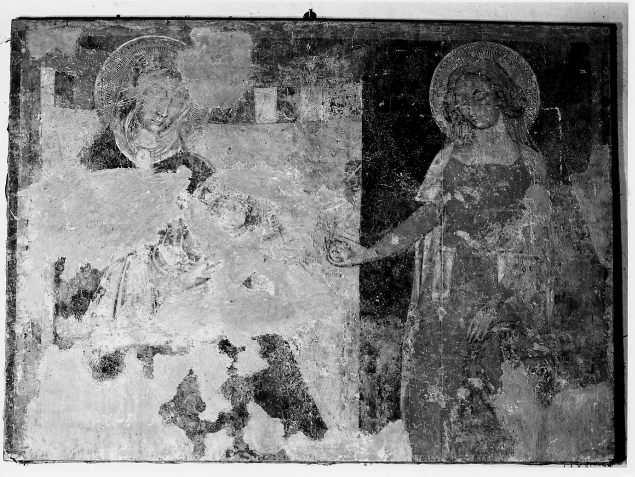 MATRIMONIO MISTICO DI SANTA CATERINA D'ALESSANDRIA (dipinto) - ambito bolognese (sec. XIV)