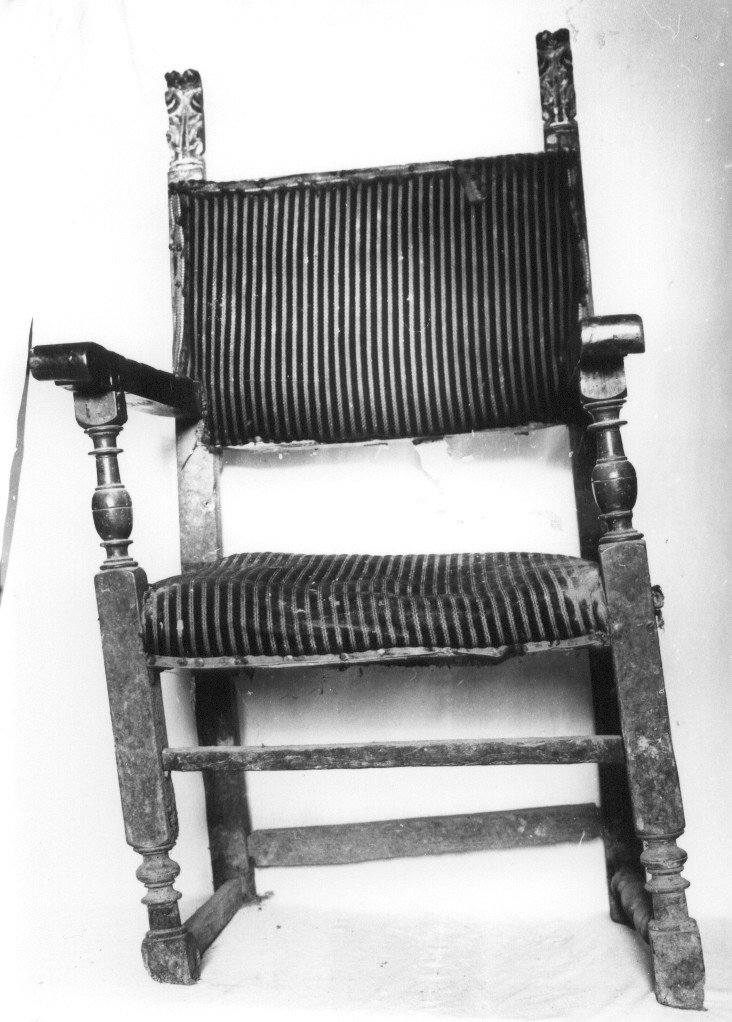 seggiolone, opera isolata - bottega abruzzese (fine/inizio secc. XVI/ XVII)