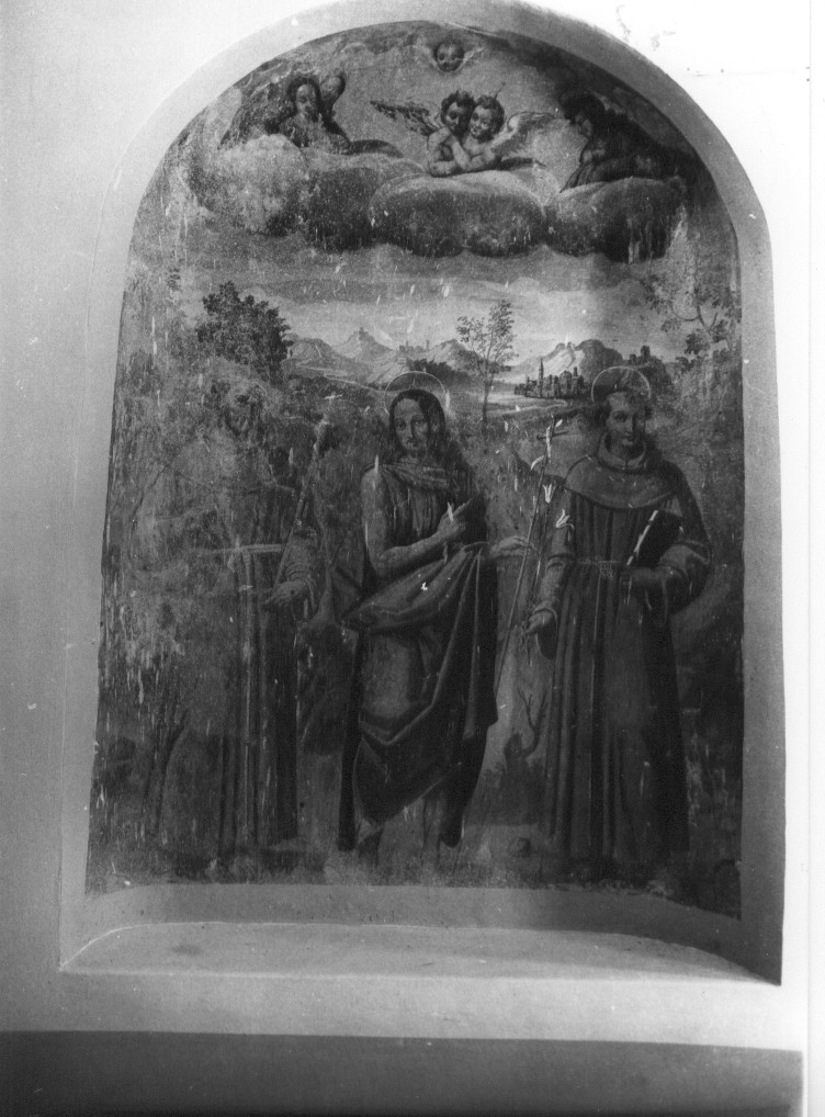 Gesù, San bernardino e Sant'Antonio (dipinto, opera isolata) - ambito abruzzese (sec. XVI)