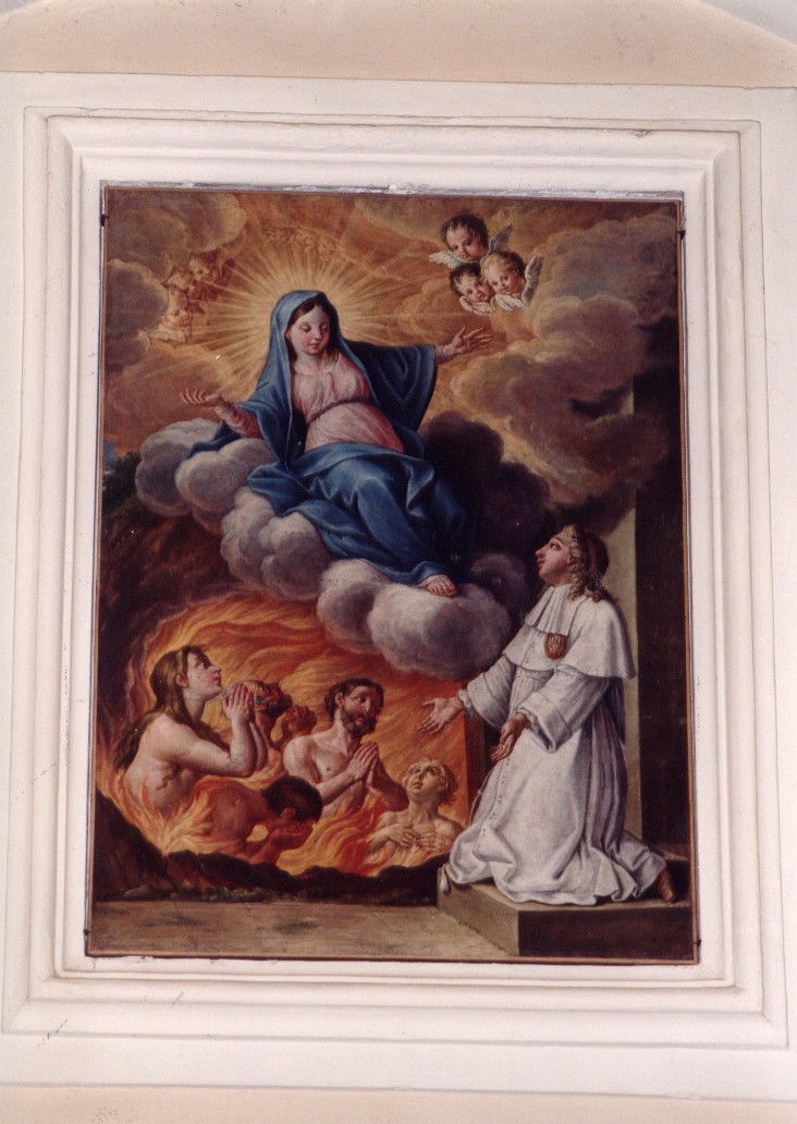 Madonna del Suffragio e Santo, Madonna che intercede per le anime del purgatorio (dipinto, opera isolata) - ambito abruzzese (sec. XVII, sec. XVIII)