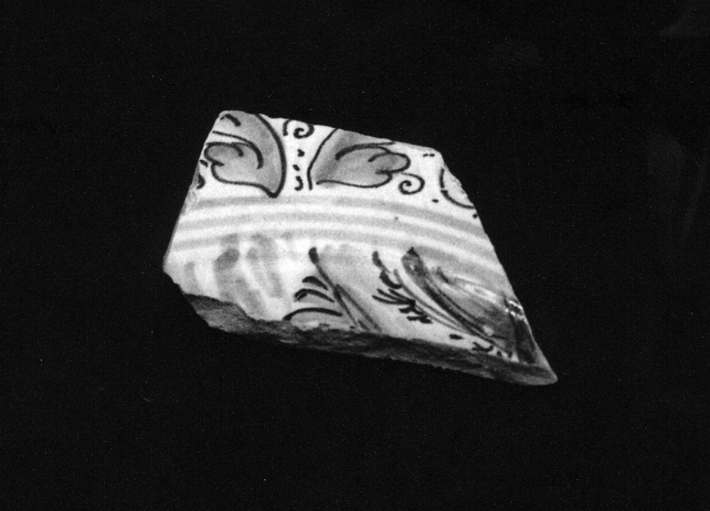 Motivo decorativo vegetale (tesa e fondo di piatto, frammento) - manifattura abruzzese (sec. XVIII)