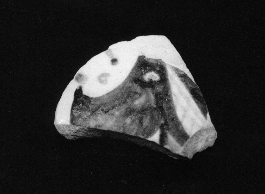 Motivo decorativo vegetale (parete di forma chiusa (fiaschetta?), frammento) - manifattura abruzzese (fine/inizio secc. XVIII/ XIX)