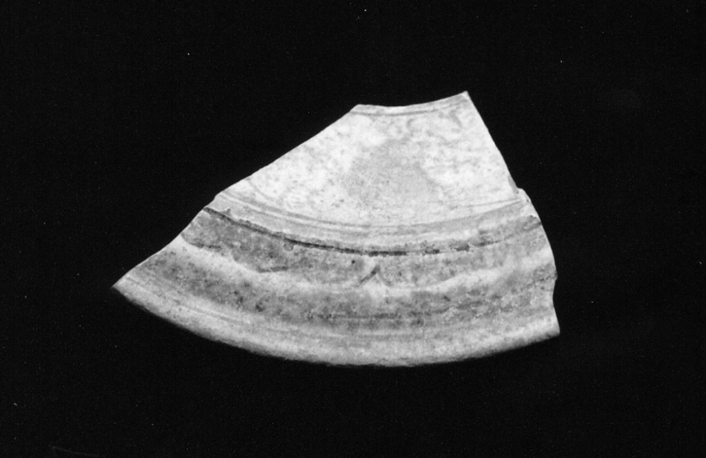 Motivo decorativo (parete e tesa di scodella, frammento) - manifattura abruzzese (fine/inizio secc. XV/ XVI)