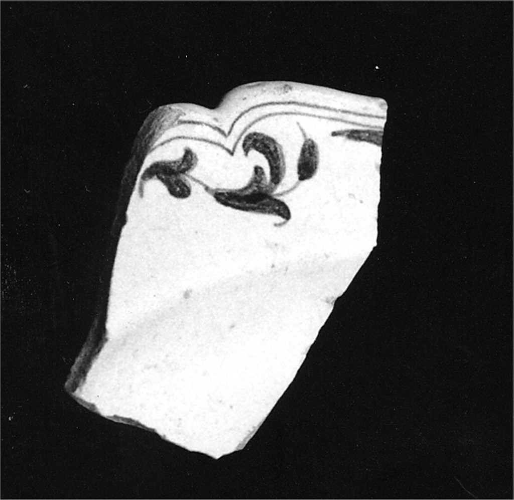 Motivo decorativo vegetale (fondo e tesa di piatto, frammento) - manifattura abruzzese (fine/inizio secc. XVIII/ XIX)