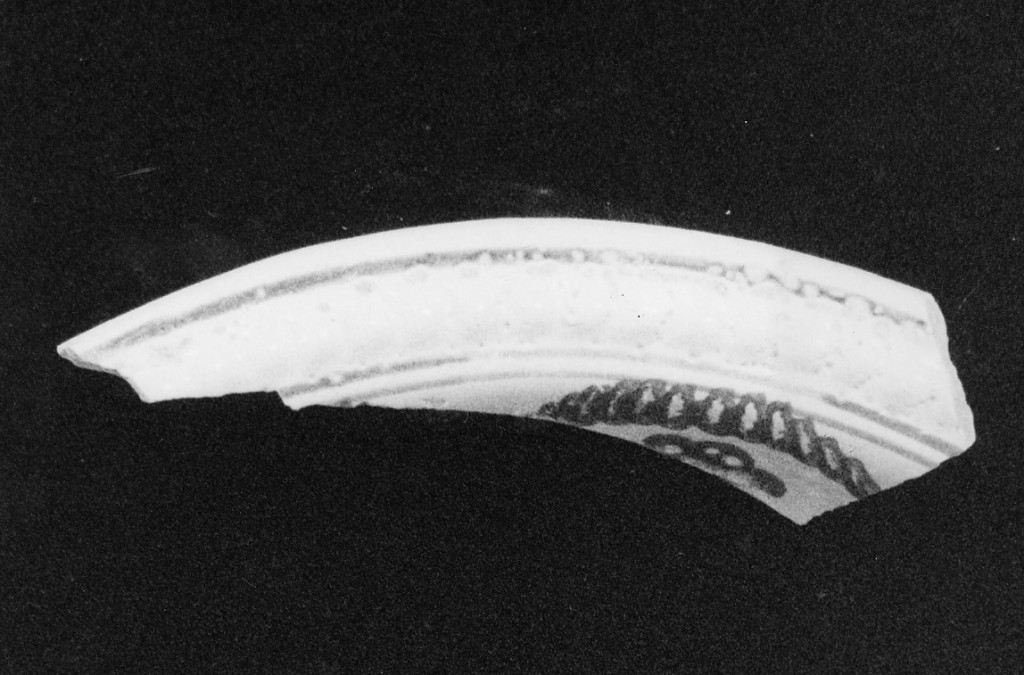 Motivo decorativo floreale (orlo di bacile, frammento) - manifattura abruzzese (fine/inizio secc. XVIII/ XIX)