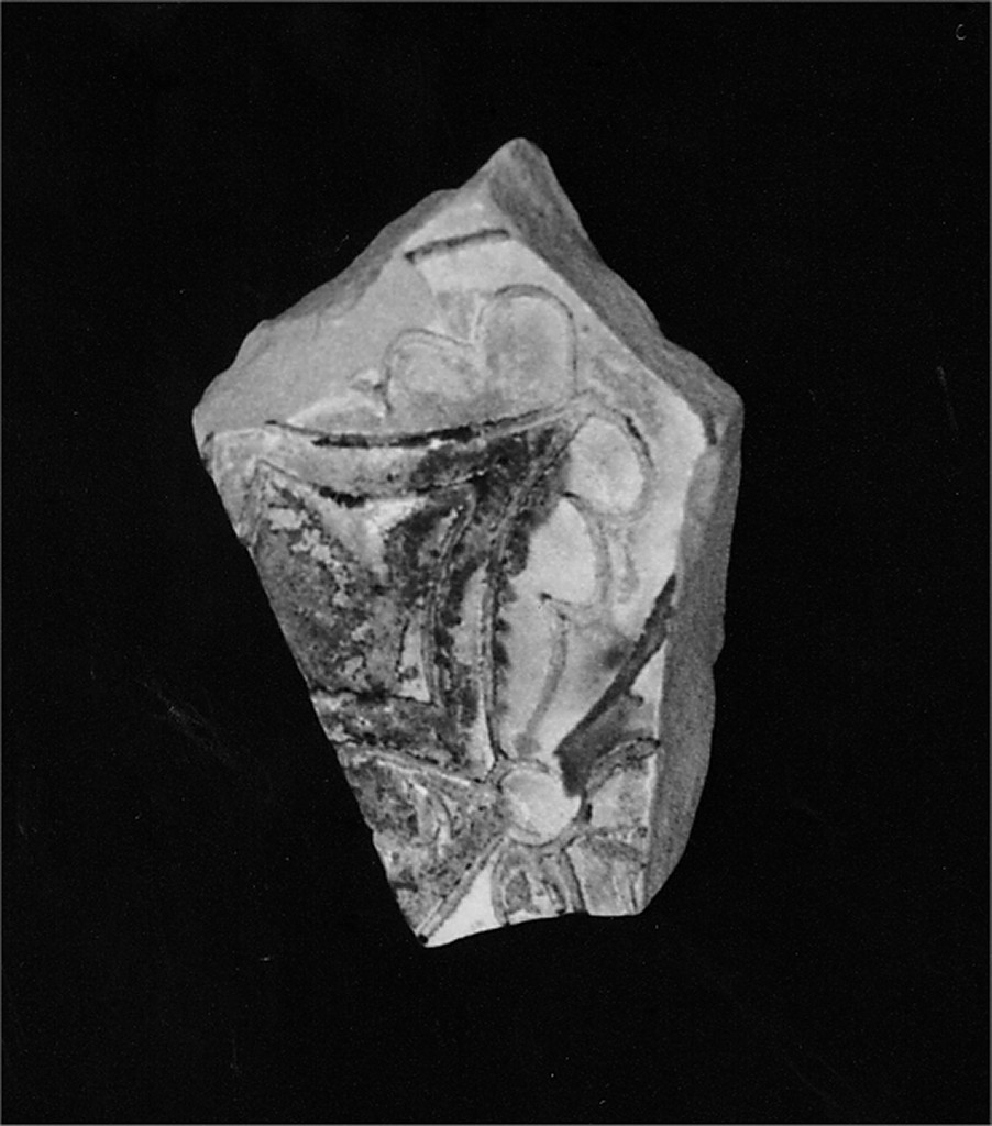 Motivo decorativo vegetale (fondo e parete di scodella, frammento) - manifattura abruzzese (sec. XVI)