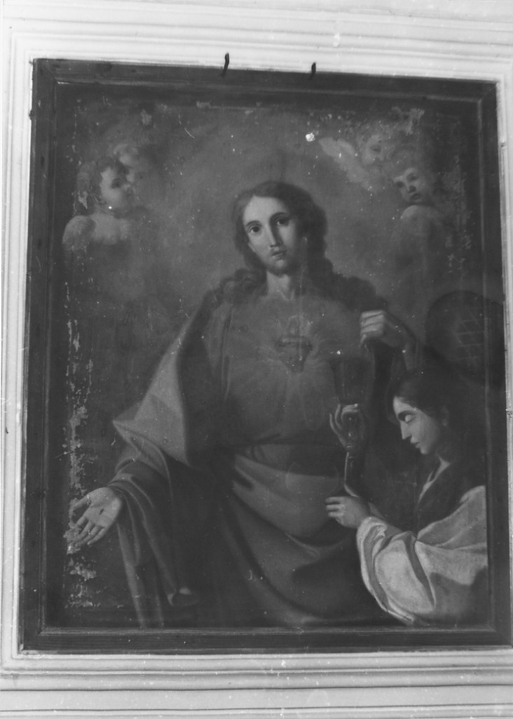 Sacro Cuore di Gesu' con angelo reggicalice e cherubini (dipinto) - ambito abruzzese (inizio sec. XIX)