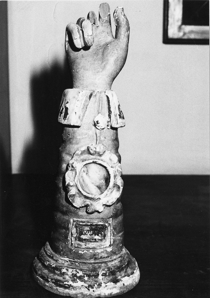 reliquiario antropomorfo - a braccio - produzione abruzzese (sec. XVIII)