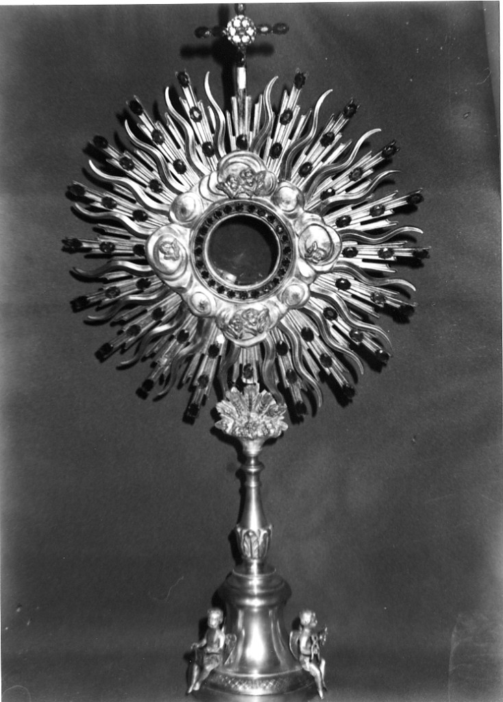 Sole, croce, spighe, uva, angeli con simboli della passione (ostensorio) - produzione abruzzese (sec. XIX)