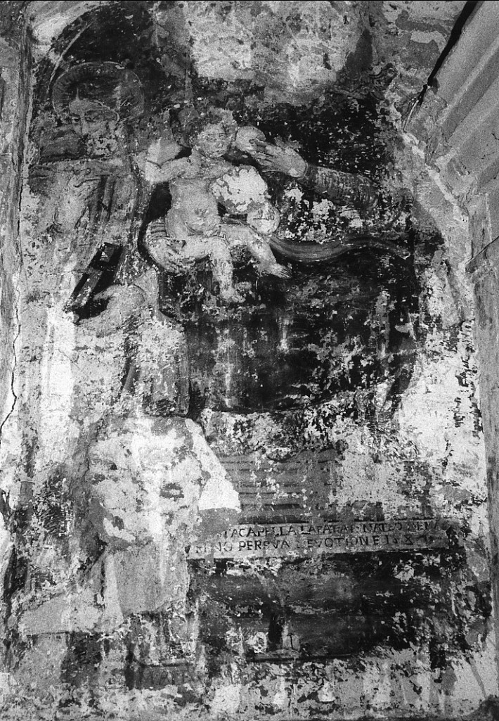 Madonna con bambino e San Matteo (dipinto, frammento) - ambito abruzzese (sec. XIV)