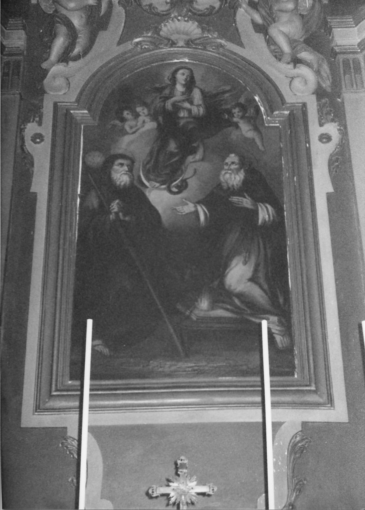 Madonna Immacolata con San Francesco di Paola e Sant'Antonio Abate (dipinto) - ambito Italia centrale (sec. XVIII)