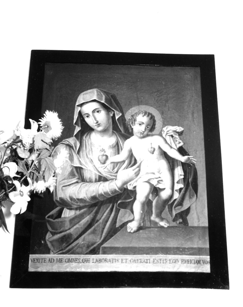 Madonna con Bambino e Sacro Cuore (dipinto) - ambito Italia centrale (sec. XIX)