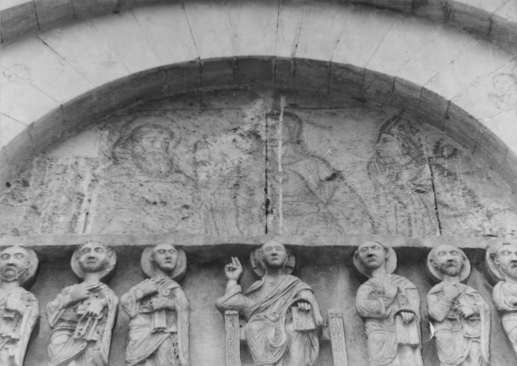 Madonna con Bambino e San Giuseppe con Vescovo e frate orante (sinopia) - ambito Italia centrale (sec. XVIII)