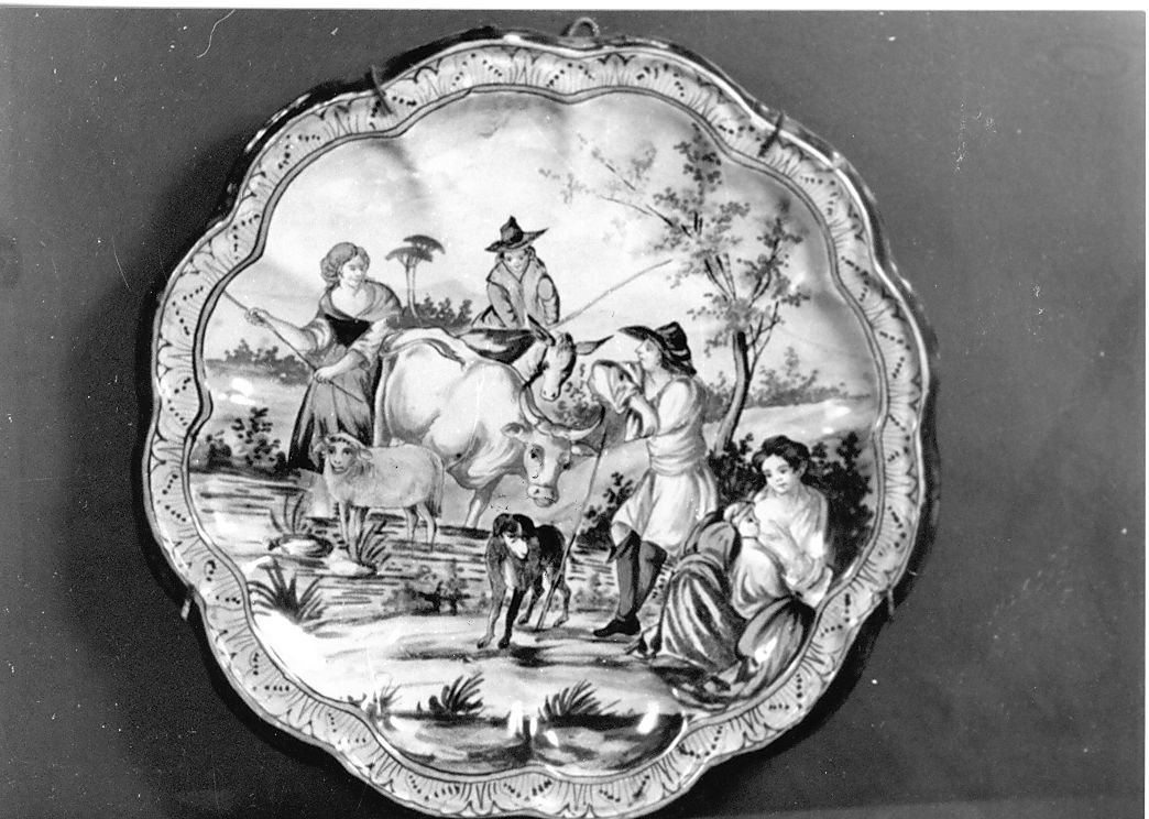 scena campestre con figure (piatto da parata) - manifattura Italia centrale (inizio sec. XX)