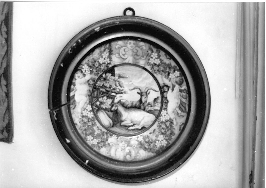 paesaggio con animali (piatto) di Grue Carlo Antonio (bottega) (fine sec. XVIII)