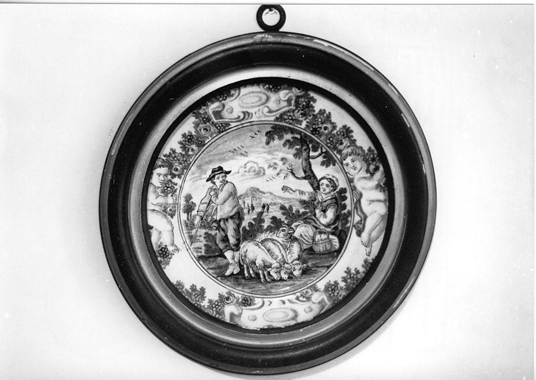 scena campestre con figure (piatto, coppia) - manifattura Italia centrale (metà sec. XIX)