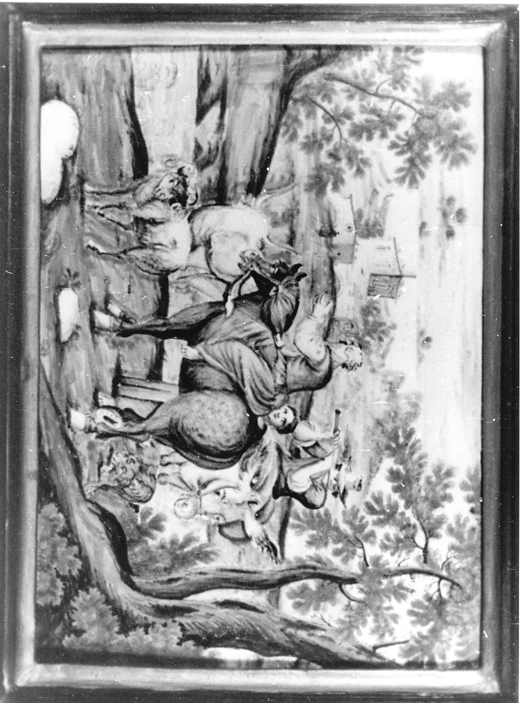 scena campestre con figure (targa) - manifattura Italia centrale (fine sec. XVIII)