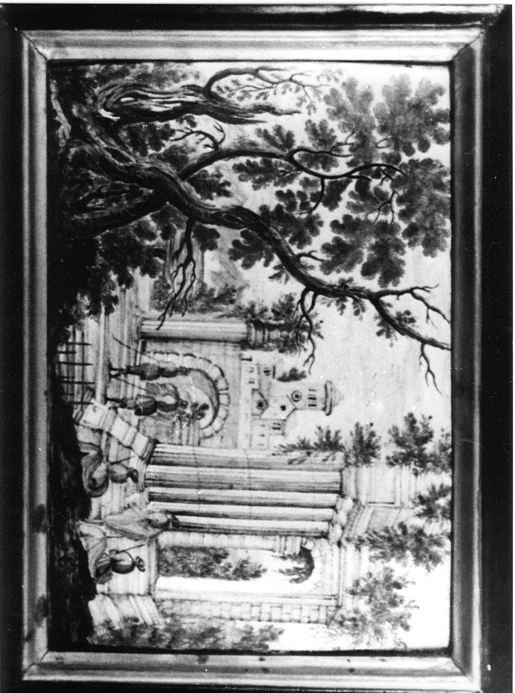 paesaggio con rovine (targa) - manifattura Italia centrale (fine sec. XVIII)