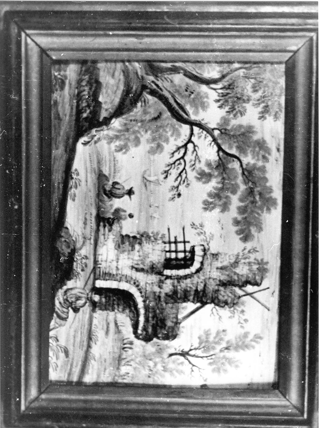 paesaggio con rovine (targa) - manifattura Italia centrale (inizio sec. XIX)