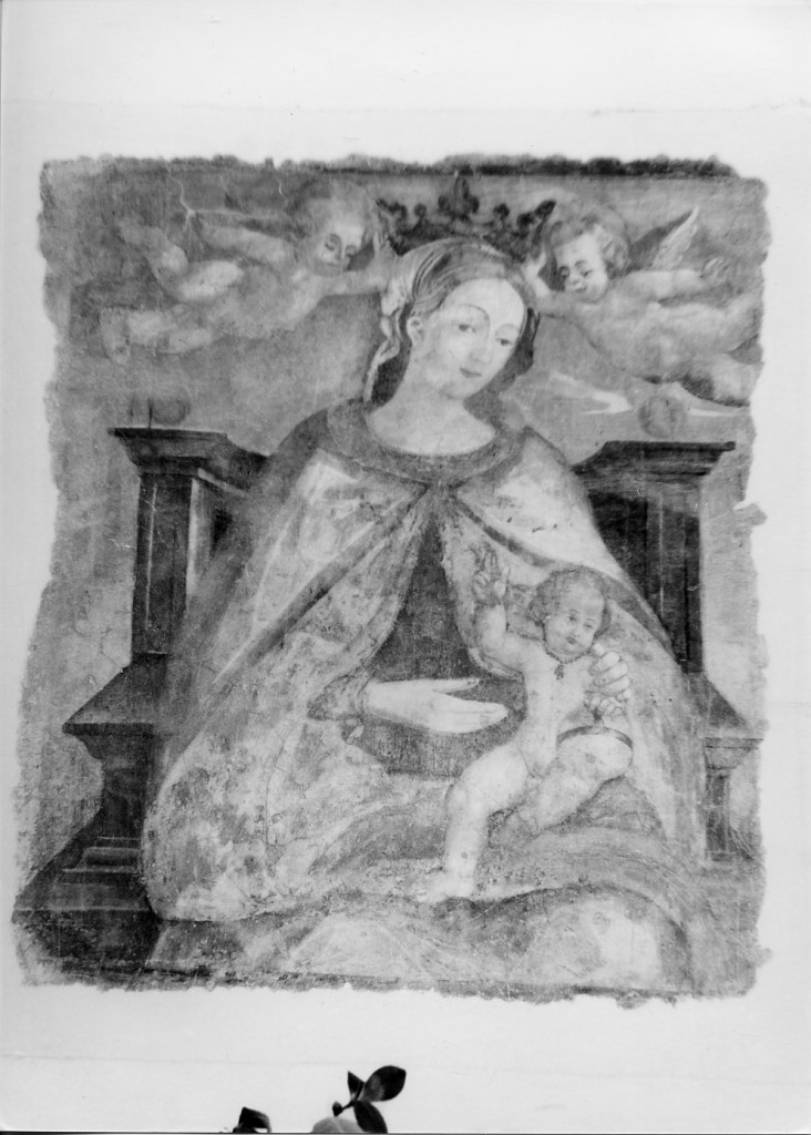 Madonna con Bambino e angeli reggicorona (dipinto) - ambito abruzzese (sec. XVI)