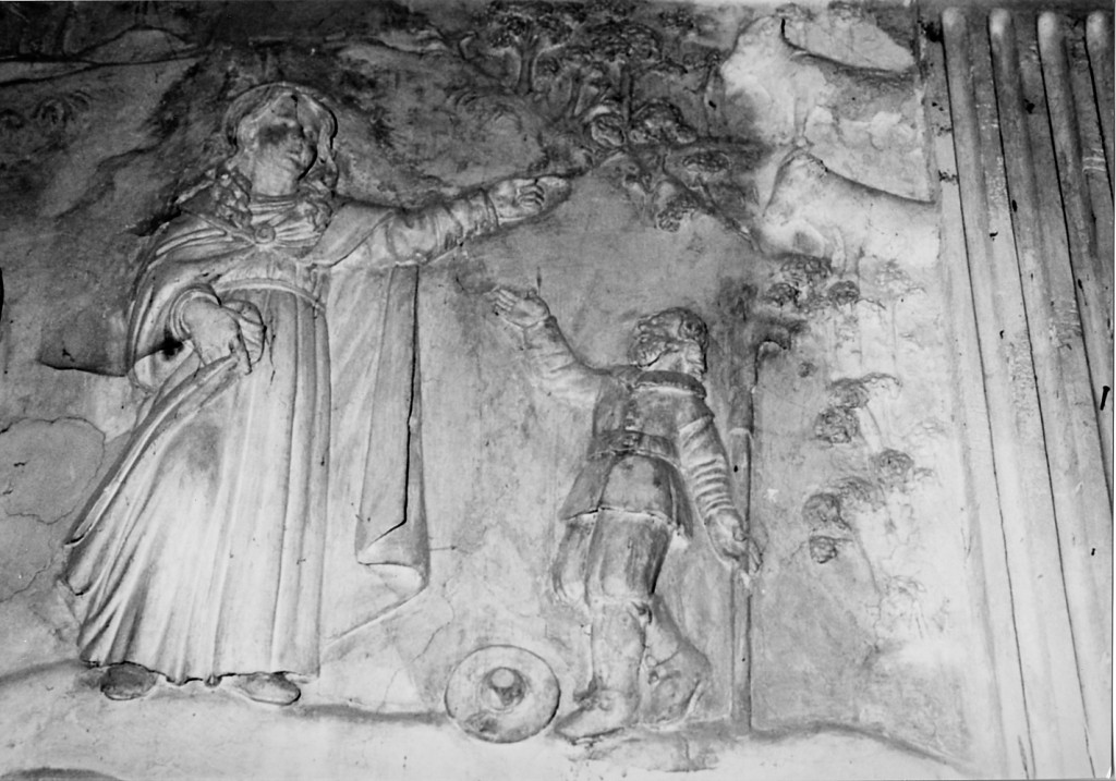 apparizione della Madonna a Paolo Androno (rilievo) di Perada D (attribuito) (sec. XVII)