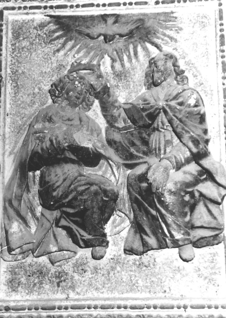 incoronazione di Maria Vergine (rilievo) di Perada D (attribuito) (sec. XVII)