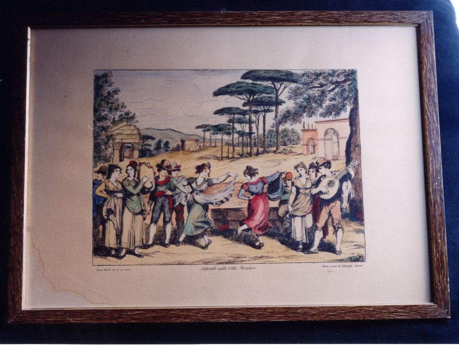 saltarello nella Villa Borghese (stampa) di Pinelli Bartolomeo (sec. XIX)