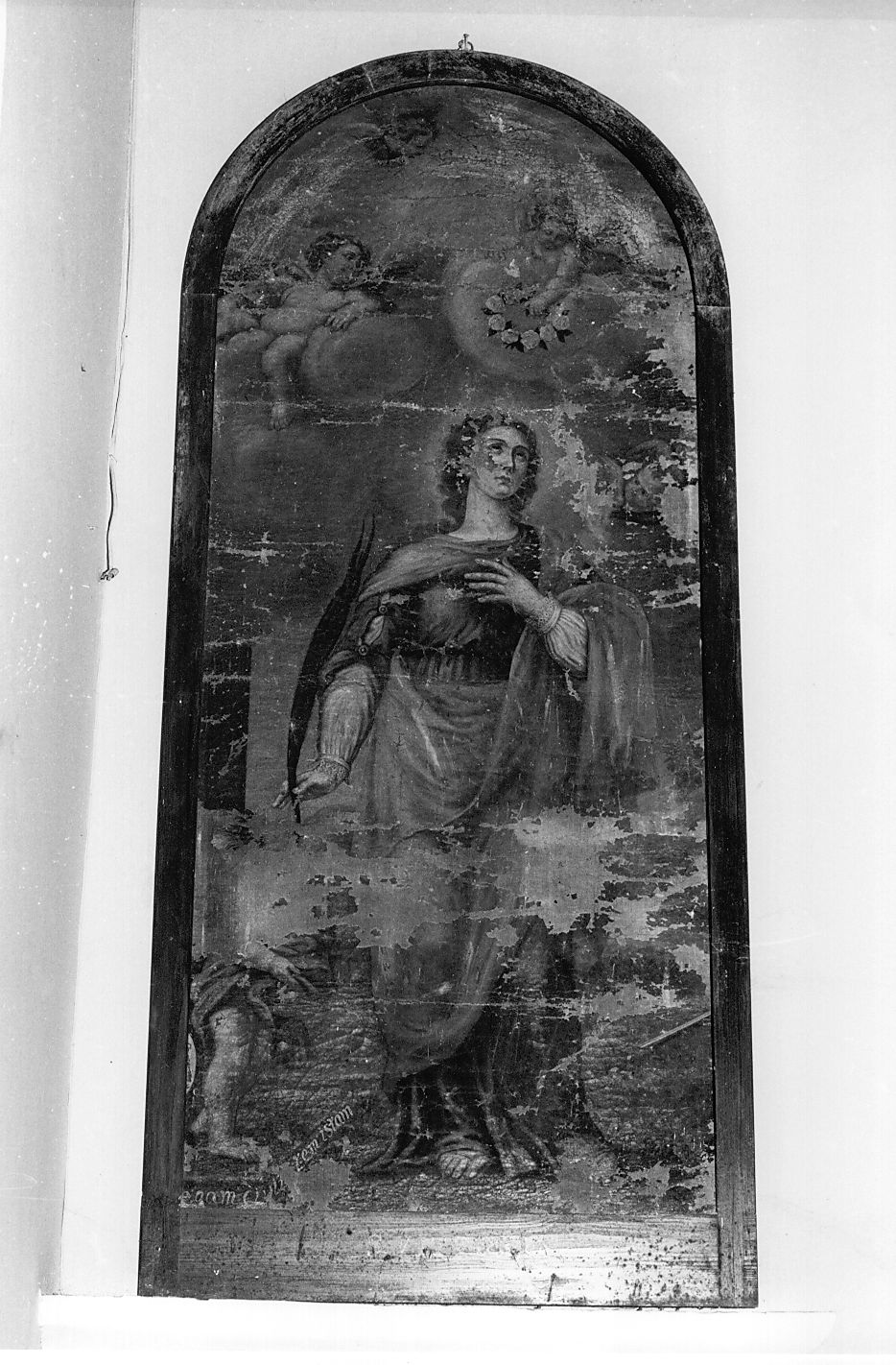 Santa Vittoria martire e angioletti con simboli (dipinto, opera isolata) - ambito Italia centrale (sec. XVII)