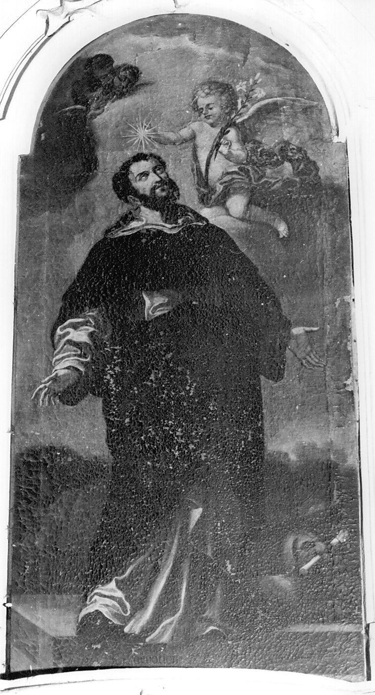San Domenico orante con figure simboliche (dipinto, ciclo) di Ranieri Niccolò (sec. XIX)
