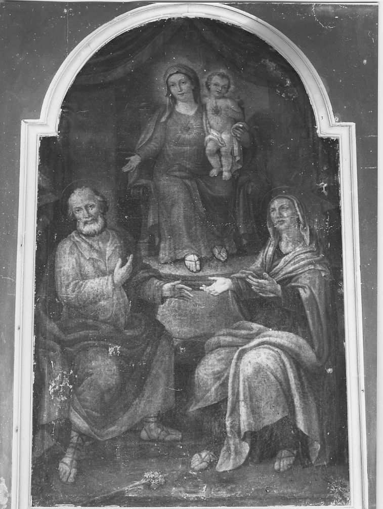 Sacro Cuore di Maria, Sacro Cuore di Gesù, San Giuseppe, S.Anna (dipinto) - ambito Italia centrale (sec. XIX)