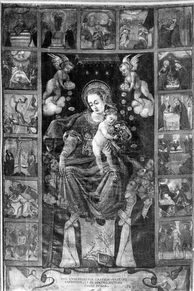 Madonna del Rosario con oranti e misteri del rosario (dipinto, opera isolata) - ambito abruzzese (sec. XVI)